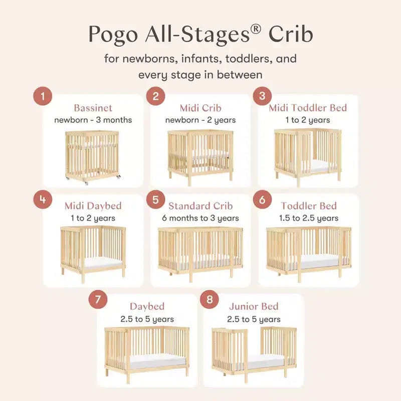 Berço convertível Babyletto Pogo 8 em 1 com kits de conversão para todas as fases