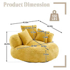 Sitzsack-Sofa für Erwachsene und Kinder, übergroßer Cord-Sitzsack mit 3 Kissen und Armlehne für Wohnzimmer oder Schlafzimmer