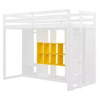 Lit mezzanine pour enfants avec armoire et étagères, cadre de lit mezzanine en bois avec meuble de rangement pour enfants et adolescents