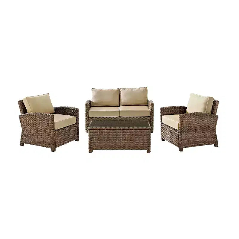 Conjunto de conversação de exterior em vime com 4 peças Bradenton - Crosley