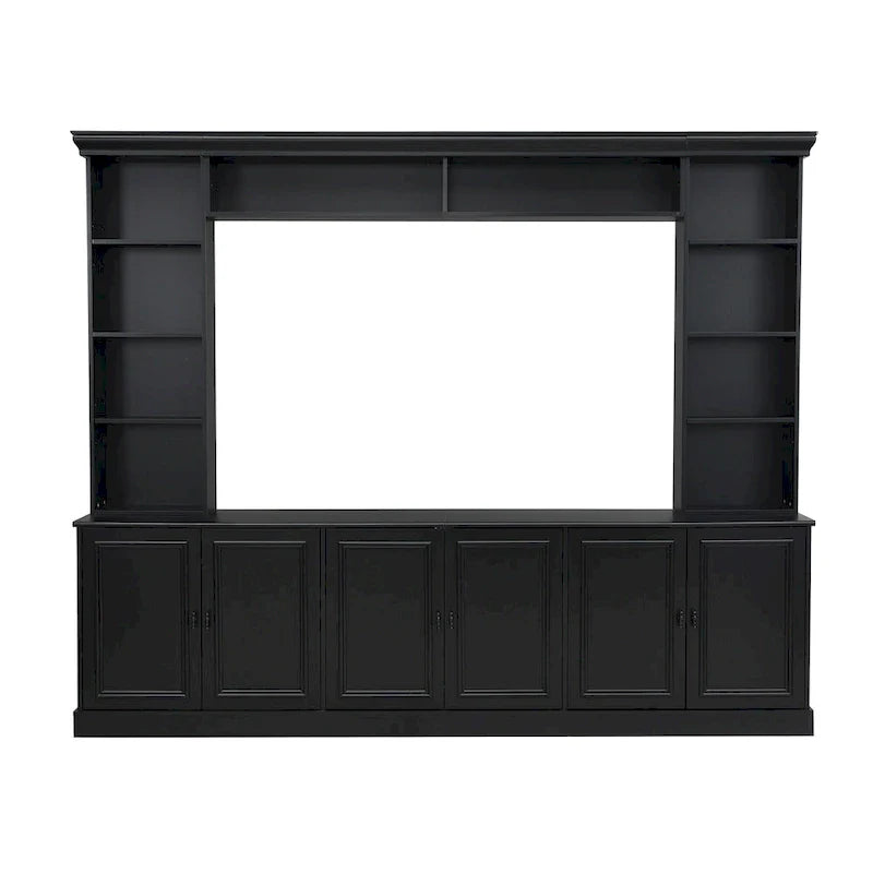 4-piece entertainment center wall unit set with bridge for TVs up to 70, TV stand W/adjustable shelves, large media console