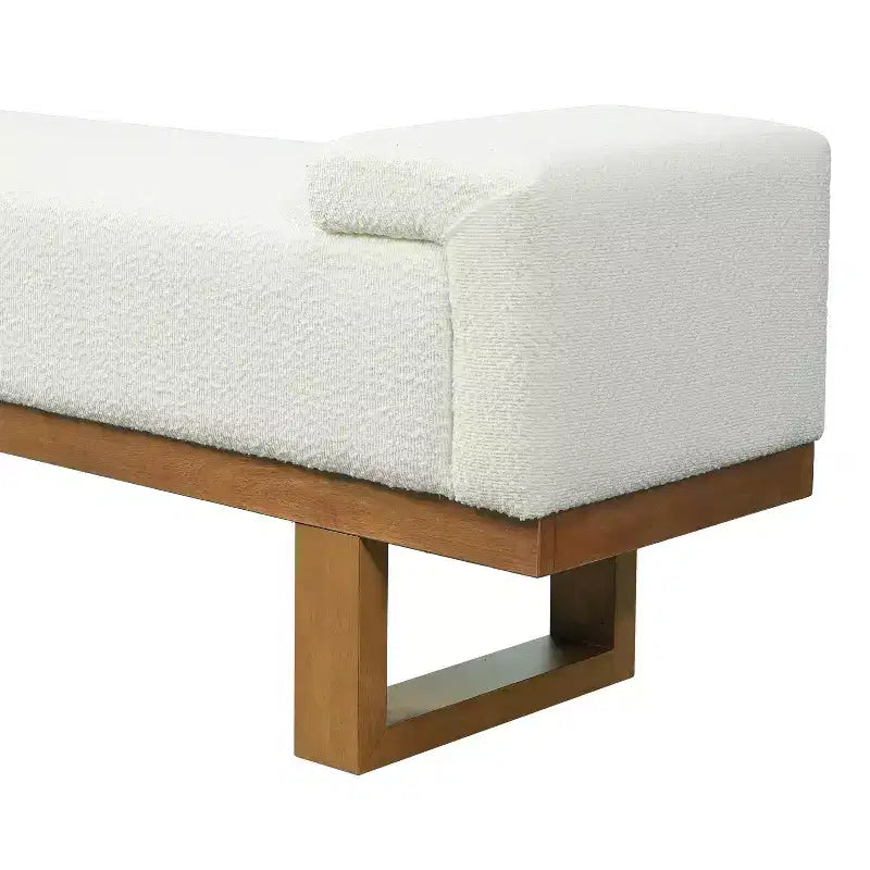 Christopher Knight Home Paulina moderne bank van rubberhout met bouclébekleding