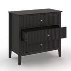 Comò Heynemo a 3 cassetti, comodino in legno verniciato alto 30 pollici con contenitore, ampia cassettiera moderna con guide a sfere