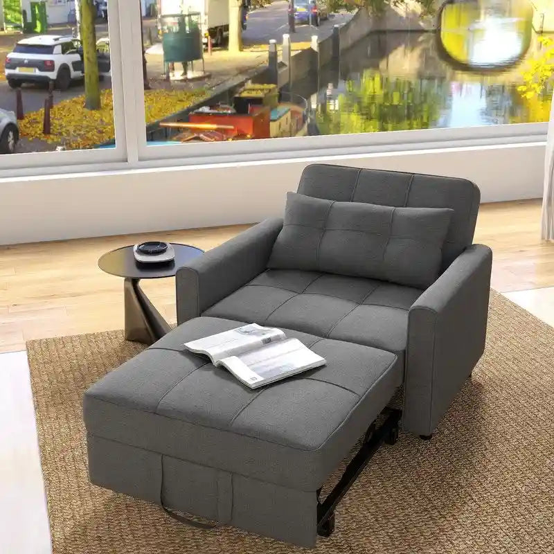 3-in-1-Schlafsofa mit Ausziehfunktion und Schlafsessel, wandelbare, verstellbare und faltbare gepolsterte Liege