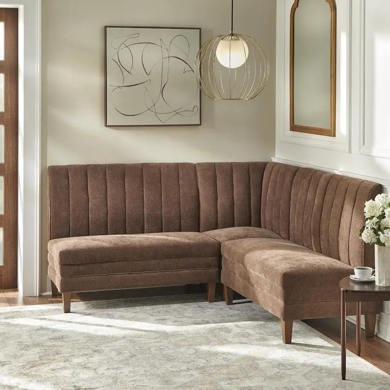 Conjunto de banqueta estofada de 3 peças Lifestorey Kerrington com costas caneladas
