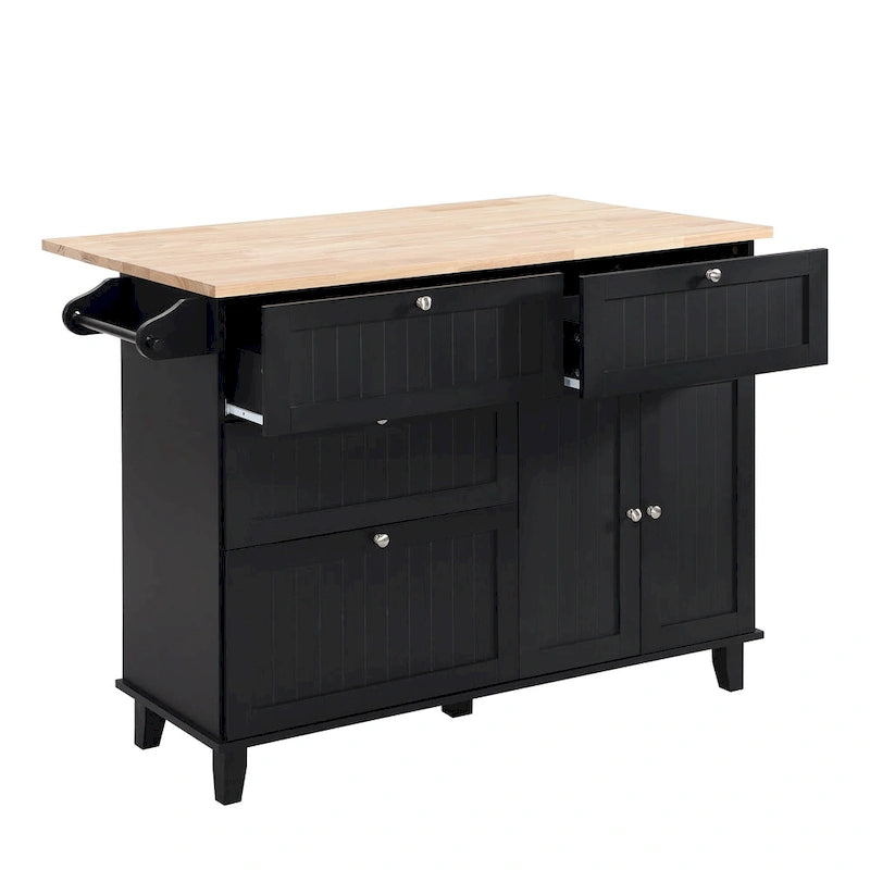 Ensemble îlot de cuisine TOPMAX avec rallonge rabattable et 2 places assises, ensemble table à manger avec étagère réglable, tiroirs et porte-serviettes