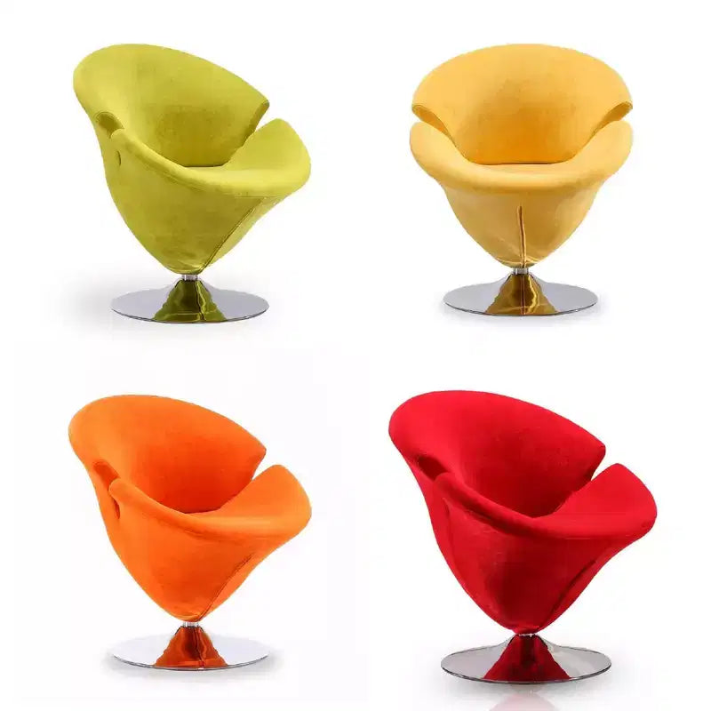 Manhattan Comfort sada 4 otočných akcentových židlí Tulip oranžová/žlutá: sametové čalounění, bez nutnosti montáže