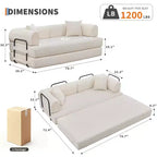 4-in-1-Schlafsofa, 79 Zoll rahmenlose Faltbodenmatratze aus Cord mit Kissen, ohne Montage, Loveseat für kleine Wohnungen