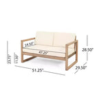 Gartenmöbel-Set aus Akazienholz, Outdoor-Sitzgruppe mit Couchtisch und weichen Polstern für Hinterhof, Veranda und Balkon, Beige – Merax