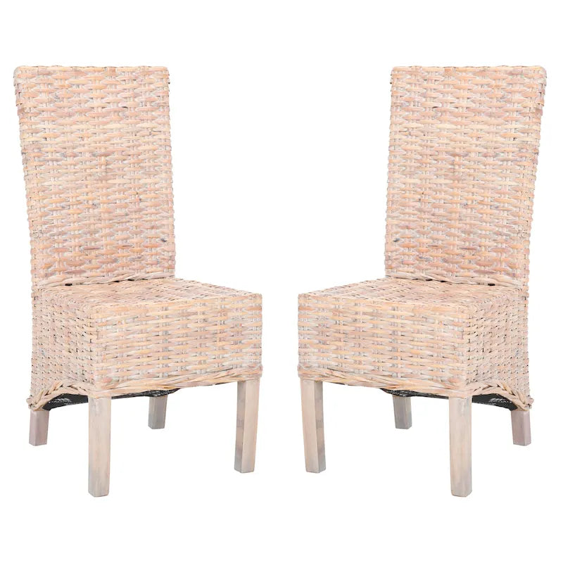 Conjunto de 2 cadeiras de jantar em vime natural 19W x 22D x 41H, estilo boho costeiro