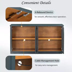 Großes Buffet-Sideboard mit 4 Türen und Glastüren, gewölbter Schrank mit verstellbaren Einlegeböden für die Küche