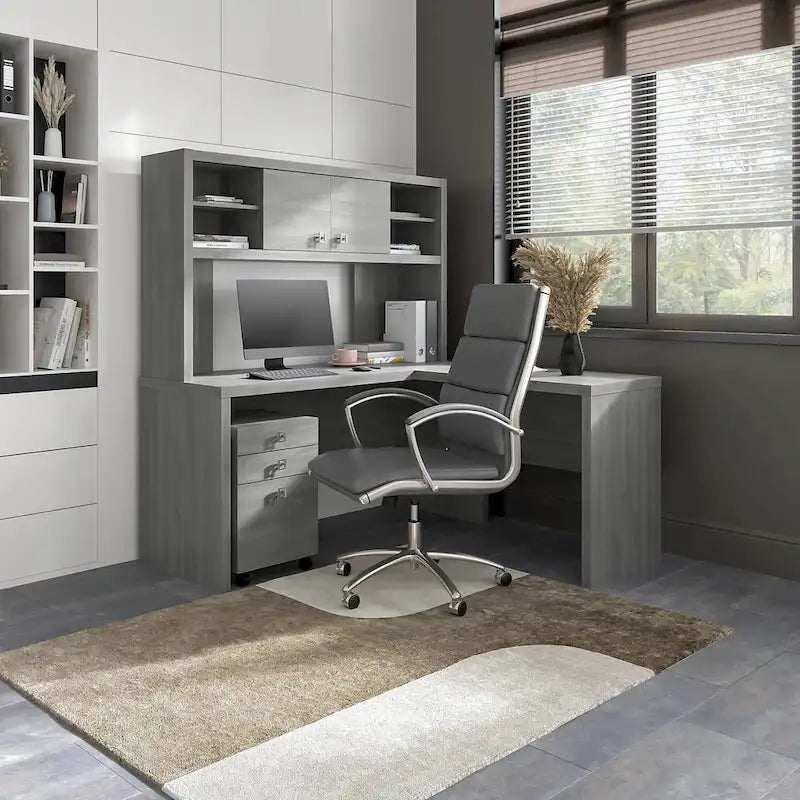 Echo L-vormig bureau met opzetkast en laden