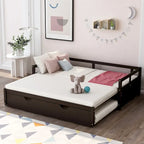 Letto da giorno allungabile con letto estraibile, letto da giorno in legno con letto estraibile