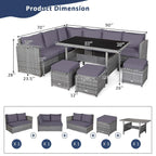 Costway 7-teiliges Dining-Set aus Polyrattan für die Terrasse mit Ecksofa, Couch und Hocker – Details anzeigen