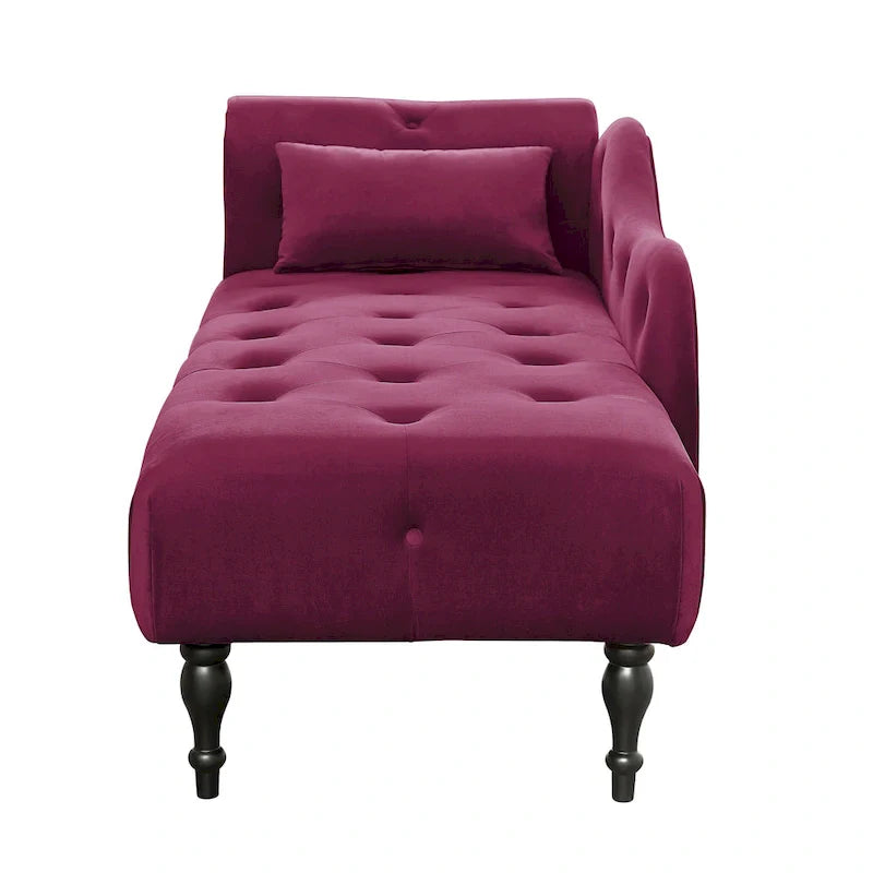 Moderne chaise longue van 60,6 inch met fluwelen bekleding, gecapitonneerde knopen, massief houten poten en sierspijkers