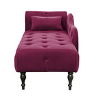Moderne chaise longue van 60,6 inch met fluwelen bekleding, gecapitonneerde knopen, massief houten poten en sierspijkers