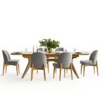 Ensemble de salle à manger de 7 pièces, table à tréteaux extensible de 78 à 96 po avec chaises rembourrées et pieds en bois massif – Panipeachy