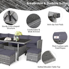 Costway 7-teiliges Dining-Set aus Polyrattan für die Terrasse mit Ecksofa, Couch und Hocker – Details anzeigen