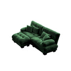 Sofá de dois lugares em forma de L, sofá modular em chenille com almofadas lombares