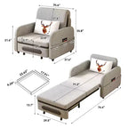 Fauteuil convertible 3-en-1 Gaoyangjiaju avec tiroir de rangement – canapé-lit escamotable avec poche latérale et oreiller – gris