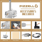 Multibrennstoff-Pizzaofen für den Außenbereich, Steinofen-Pizzaofen mit Gasbrenner und Holzfach – 12 Zoll