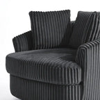 Fauteuil pivotant tonneau surdimensionné de 43 W en velours côtelé moelleux avec accoudoirs encastrés