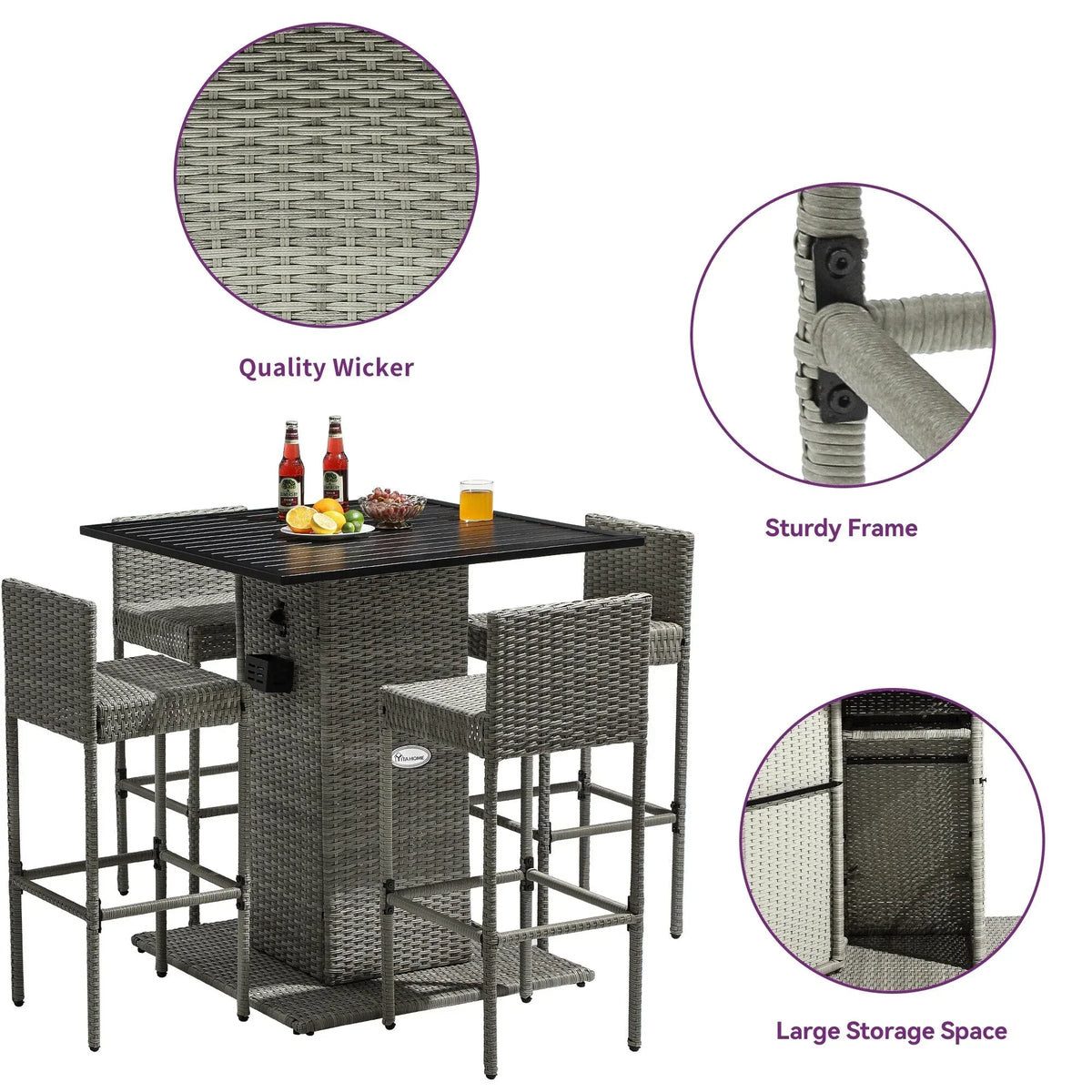 Moasis 5-teiliges Outdoor-Möbelset aus Rattan – 5-teilig