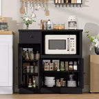 Küchen-Mikrowellenschrank mit Stauraum, 3 Türen, 1 Schublade und verstellbaren Regalböden, Vorratsschrank
