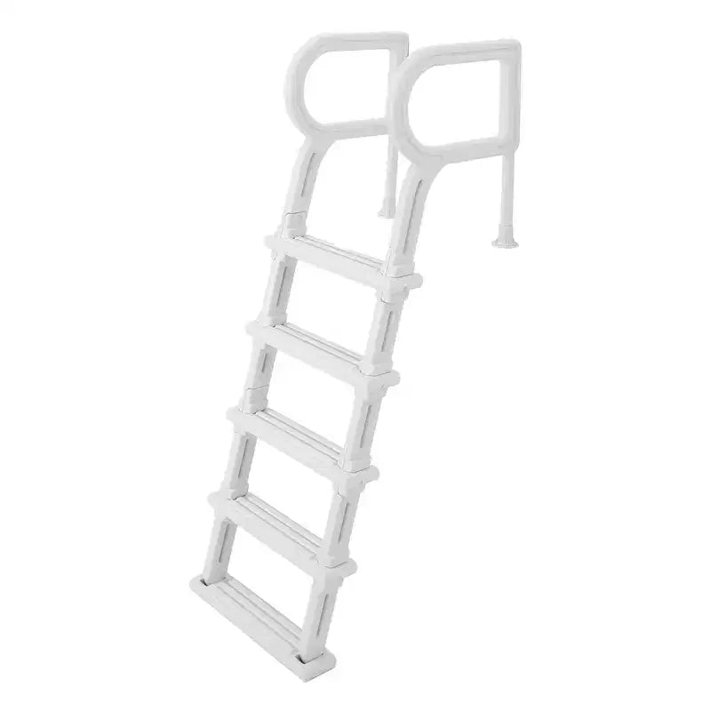 Échelle de piscine robuste à 5 marches avec deux mains courantes, marches solides en PE antidérapantes, capacité de 181 kg, compatible avec les piscines enterrées et hors sol de 122 à 137 cm