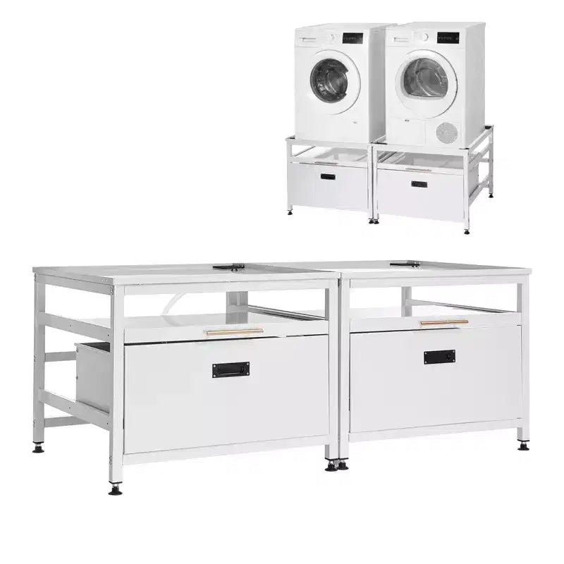 Socle pour lave-linge et sèche-linge VEVOR, hauteur de 22,6 po, 29 x 29 po, avec plateau coulissant et espace de rangement, capacité de charge de 800 lb, antidérapant, blanc