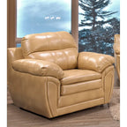 Simon Sofagarnitur aus hellbraunem Lederimitat mit Ledergel, bestehend aus Sofa, Loveseat und Sessel