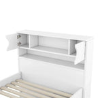 Letto a piattaforma Captain matrimoniale o singolo con 4 cassetti e ripiani contenitori, struttura in legno massello con testiera libreria contenitore