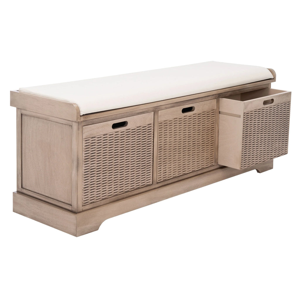 Úložná lavice SAFAVIEH Fiorello se 3 zásuvkami a polstrováním - 47.3 W x 15 L x 19 H - 47Wx15Dx19H