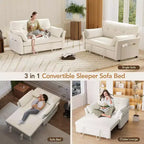 Divano letto trasformabile 3-in-1 Dyonery, divano letto estraibile con tasca laterale e schienale regolabile, montaggio senza attrezzi, divanetto pieghevole