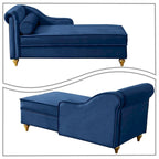 Elegante französische Chaiselongue mit Samtbezug, Stauraum und Kissen