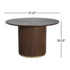 Christopher Knight Home Shankar moderne ronde eettafelset met 5 delen en stoelen met bekleding van rubberhout