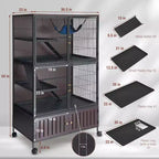 Cage pour petits animaux, cage pour furet : habitat à 5 niveaux de 59 po avec meuble de rangement, comprend un hamac, des roulettes, des rampes amovibles et des bacs faciles à nettoyer