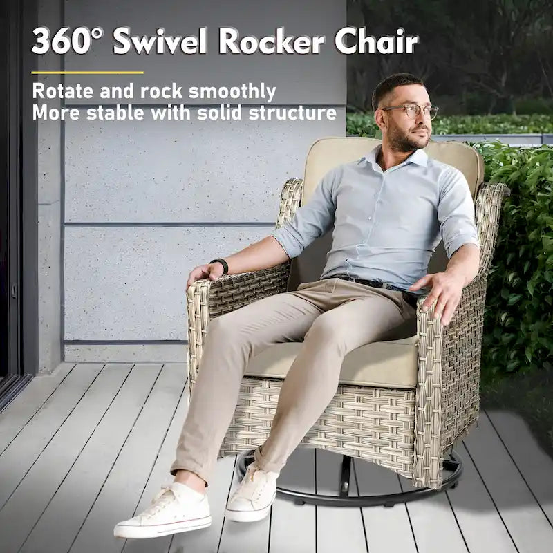 Ensemble de conversation de mobilier de patio extérieur XIZZI en 9 pièces avec fauteuil pivotant