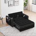 Sofá-Cama Convertível de Veludo para 2 Pessoas, com 55', Cama Extensível, Encosto Reclinável Ajustável, Bolsos Laterais e Suporte para Telemóvel