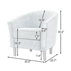 Set di 2 poltrone d'accento moderne in lino, a forma di botte, poltrone club