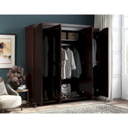 Guarda-roupa de 4 portas Kyle da Palace Imports, 100% em madeira maciça, com portas de madeira maciça ou espelhadas