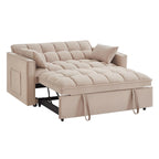 Sofá-cama de 2 lugares 4 em 1 com braços e bolsos de arrumação, sofá-cama extraível multifunções com encosto ajustável