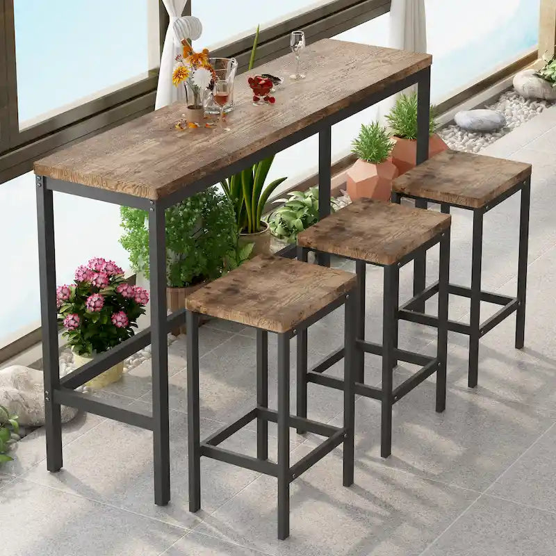 Bistrotisch-Set mit 3 Hockern