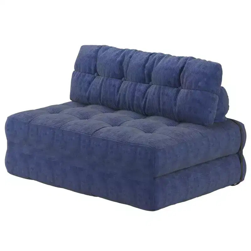 Zusammenklappbares Cord-Schlafsofa als Futon in Full-Größe, umwandelbarer Bodenschlafsessel mit Kissen und Rückenstütze
