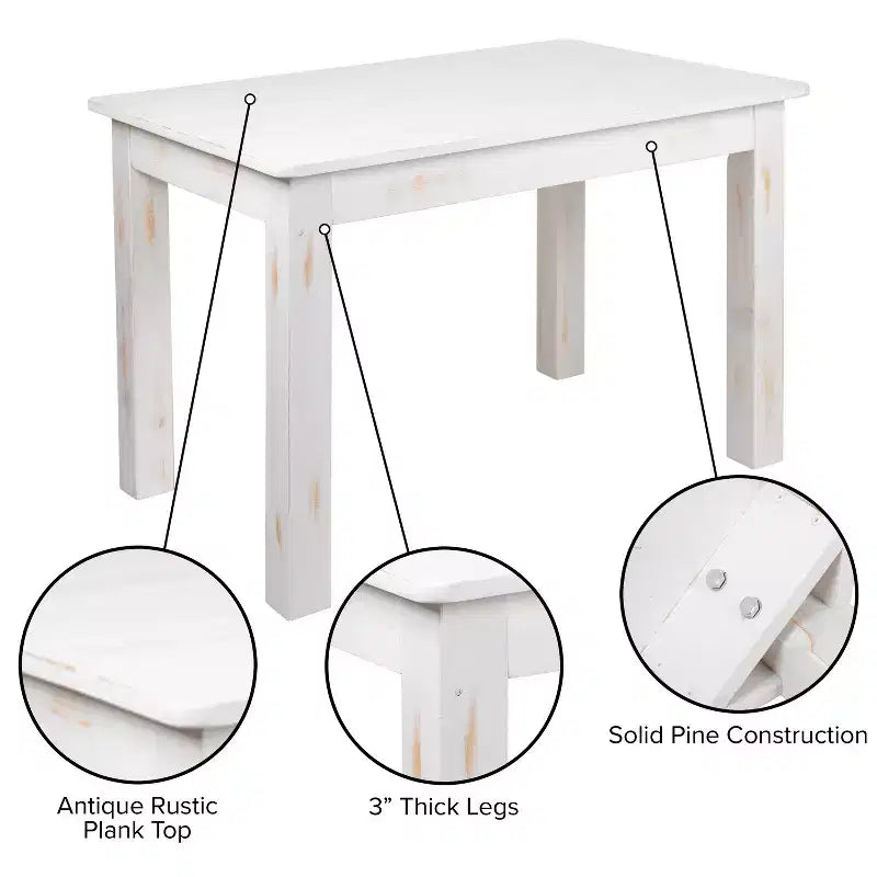Prostokątny stół do jadalni Flash Furniture 46 x 30 z litej sosny