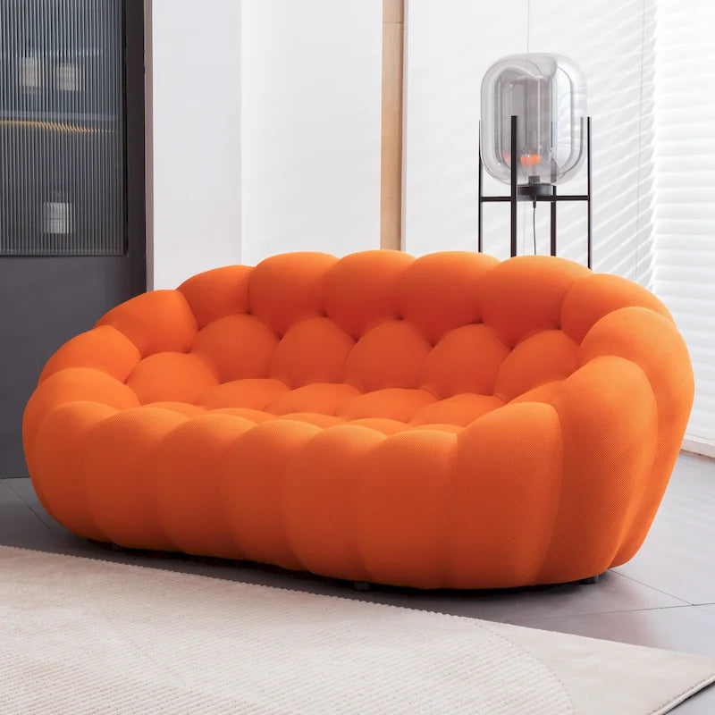 2-Sitzer-Bubble-Sofa mit geschwungener Form, Wabenstruktur und 3D-Textilbezug fürs Wohnzimmer, den Salon oder Apartment