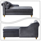 Elegante französische Chaiselongue mit Samtbezug, Stauraum und Kissen