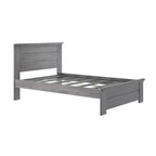 Estrutura de cama de tamanho casal Plank+Beam estilo quinta, com cabeceira, cama de plataforma em madeira maciça