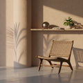 Poltrona lounge rustica in teak con intreccio - da esterno