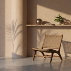 Poltrona lounge rustica in teak con intreccio - da esterno